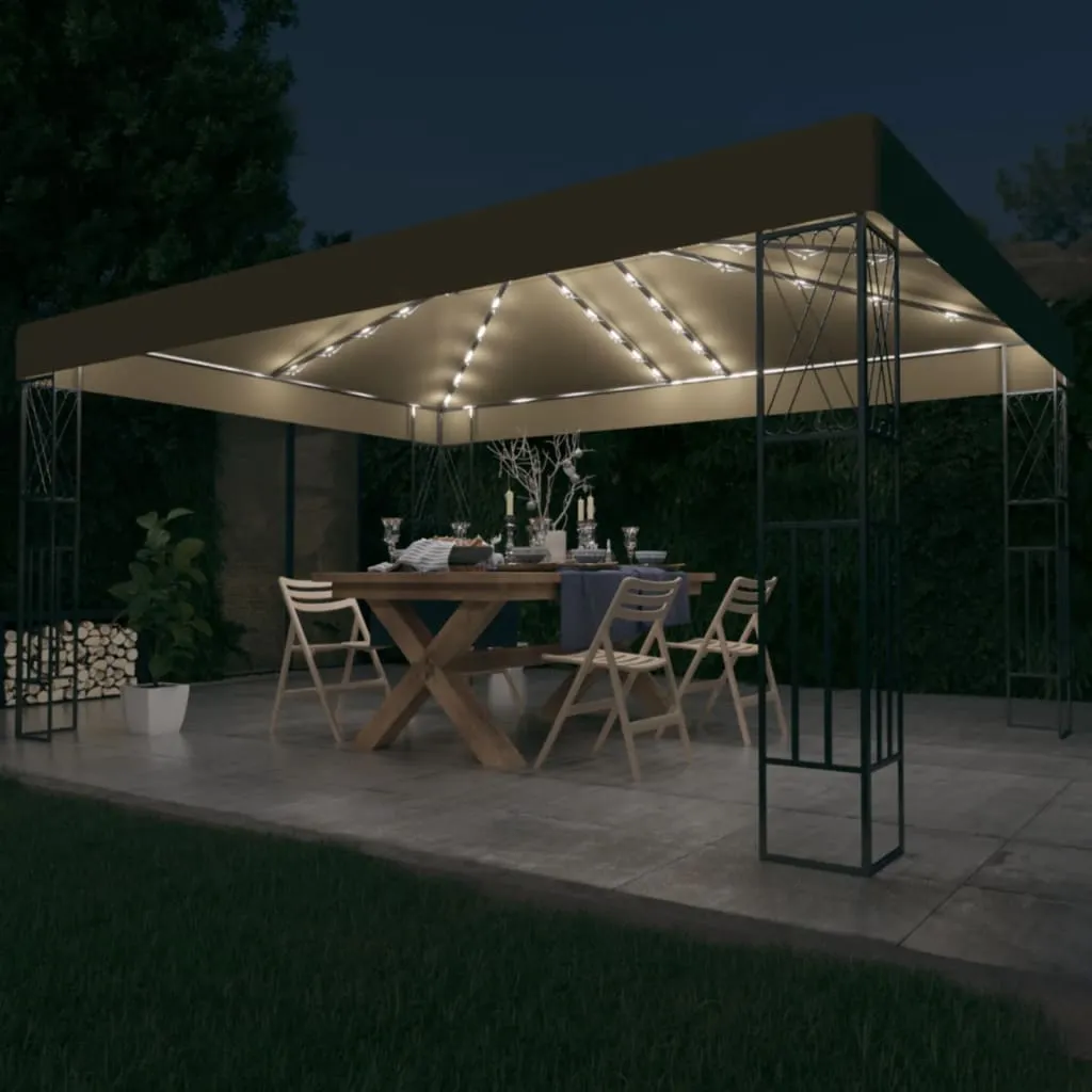 vidaXL Gazebo con Luci a Stringa LED 3x4 m in Tessuto Grigio Talpa