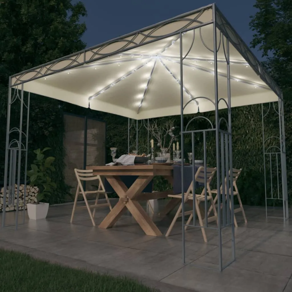 vidaXL Gazebo con Stringa di Luci LED 300x300 cm Crema