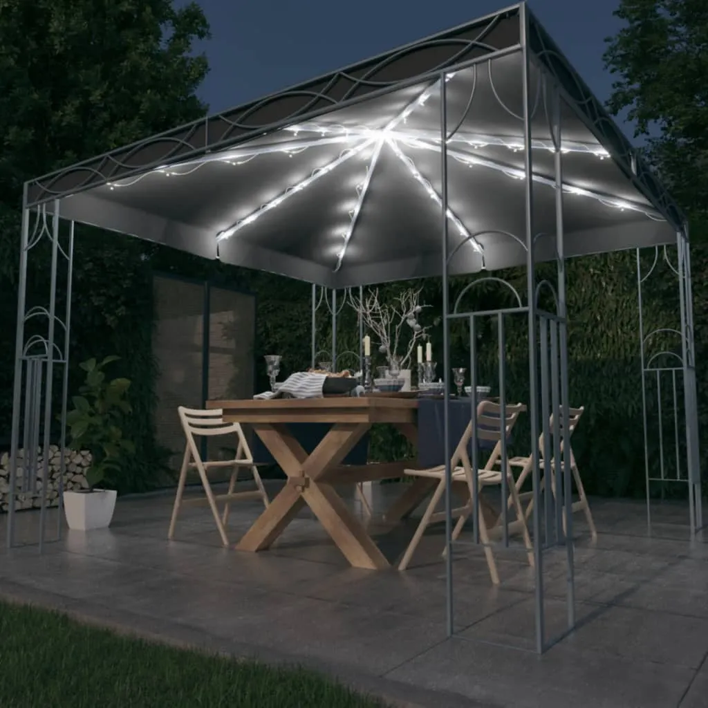 vidaXL Gazebo con Stringa di Luci LED 300x300 cm Antracite