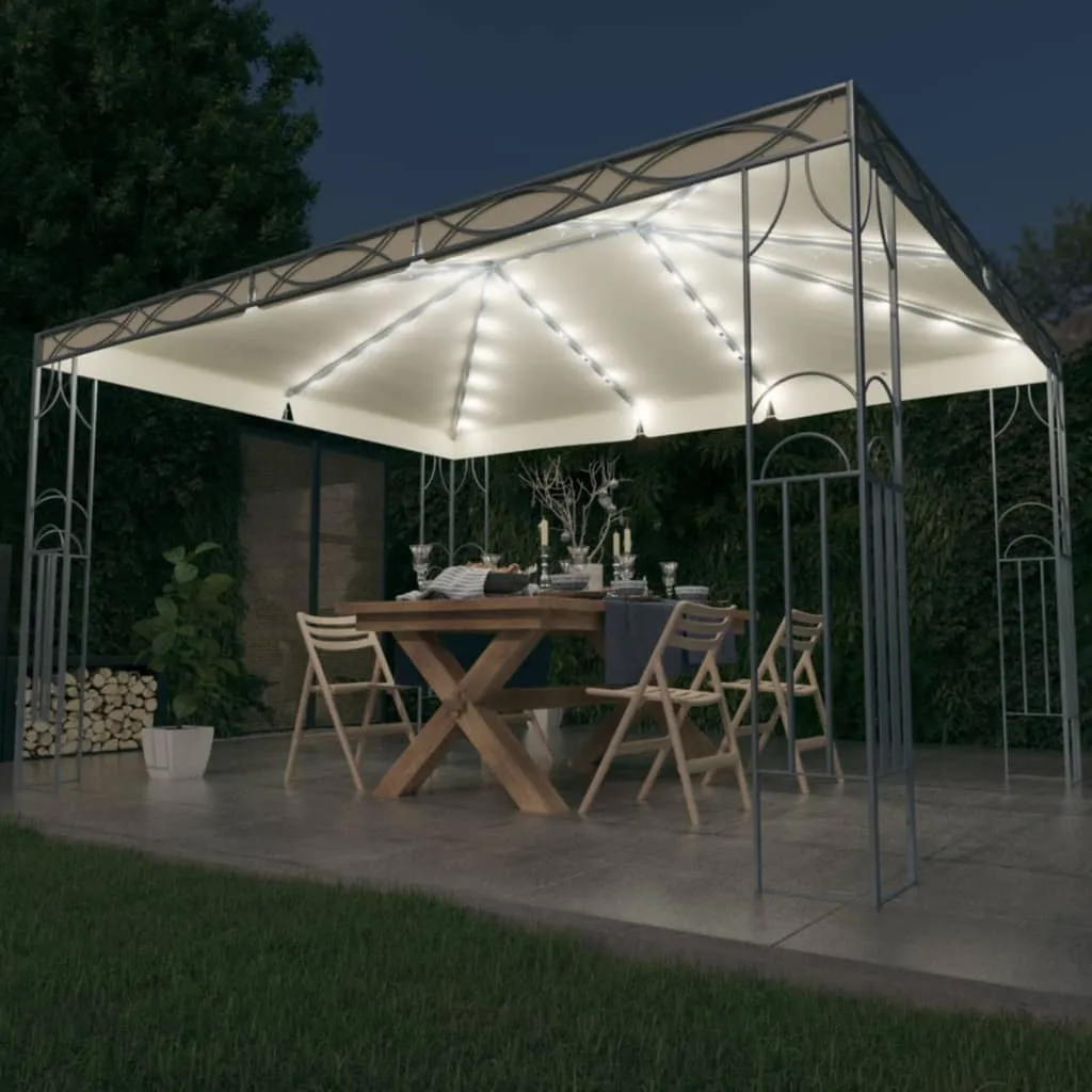 vidaXL Gazebo con Stringa di Luci LED 400x300 cm Crema