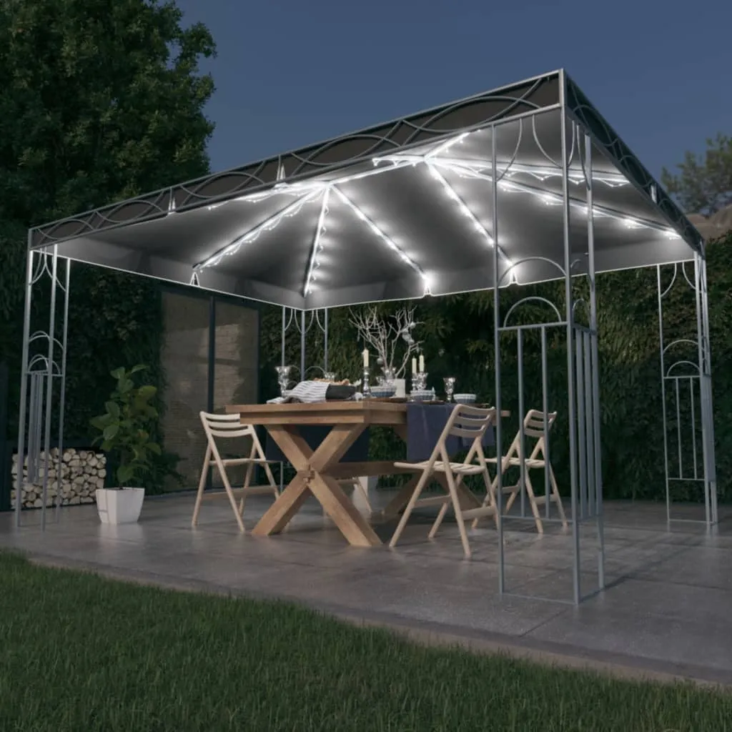 vidaXL Gazebo con Stringa di Luci LED 400x300 cm Antracite