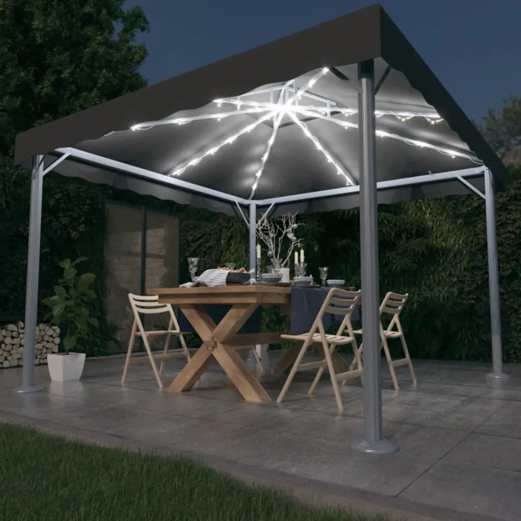 vidaXL Gazebo con Stringa di Luci LED 300x300 cm Antracite Alluminio