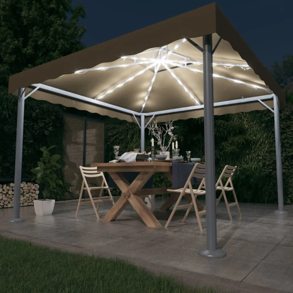 vidaXL Gazebo con Stringa di Luci LED 300x300cm Grigio Talpa Alluminio