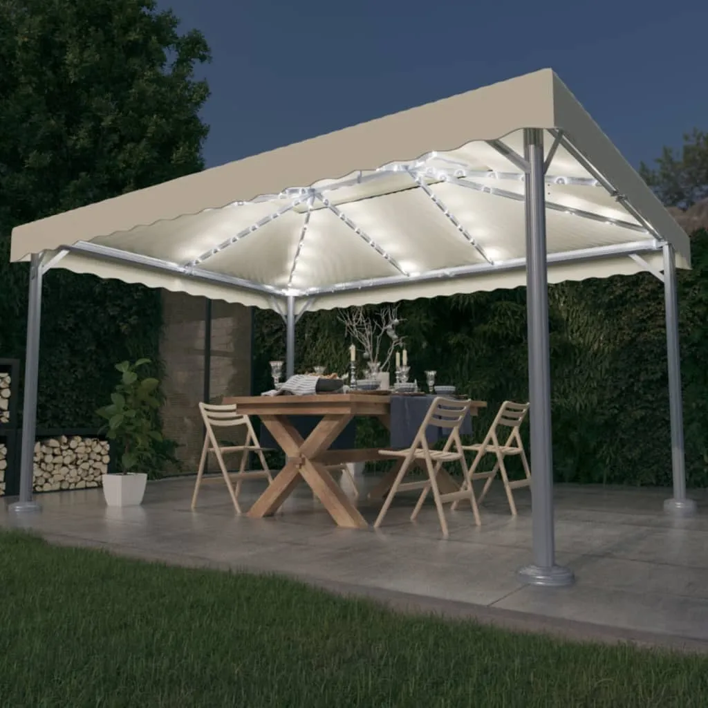 vidaXL Gazebo con Stringa di Luci LED 400x300 cm Crema in Alluminio