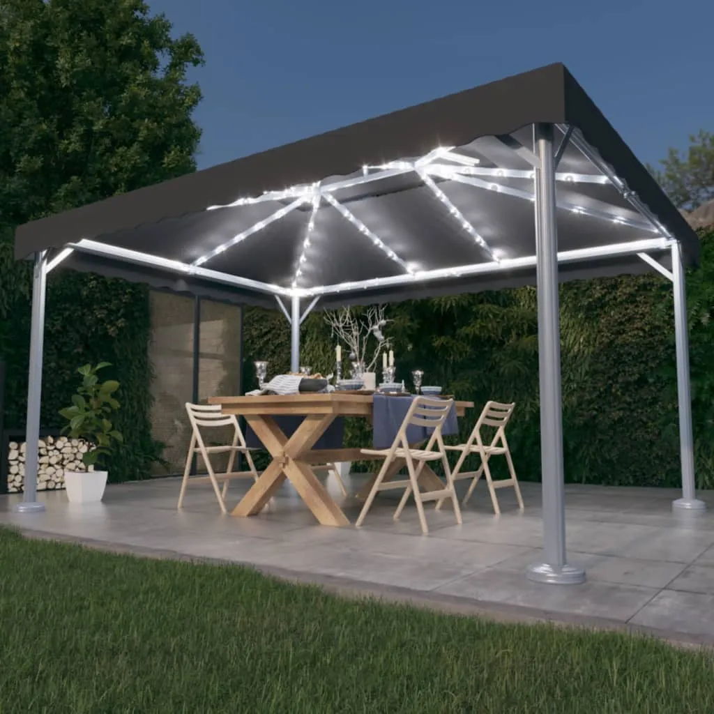 vidaXL Gazebo con Pareti e Luci LED 400x300 cm Antracite in Alluminio