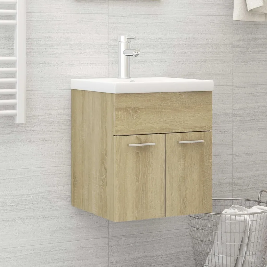 vidaXL Mobile Bagno con Lavabo Integrato Rovere Sonoma in Truciolato