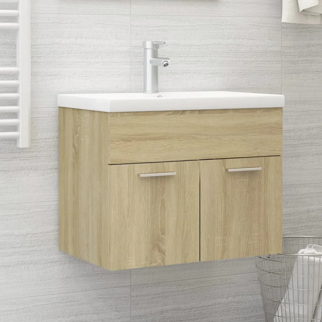 vidaXL Mobile Bagno con Lavabo Integrato Rovere Sonoma in Truciolato