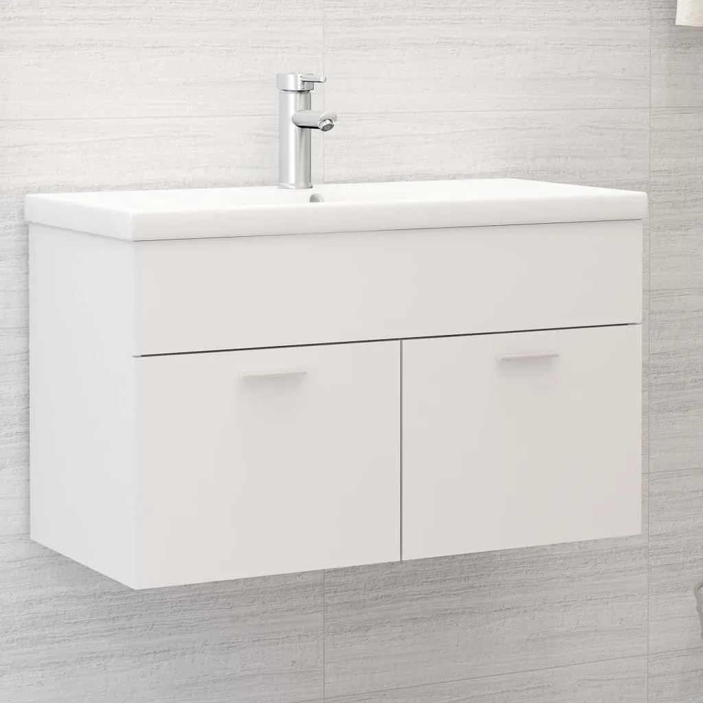 vidaXL Mobile da Bagno con Lavabo Integrato Bianco in Truciolato