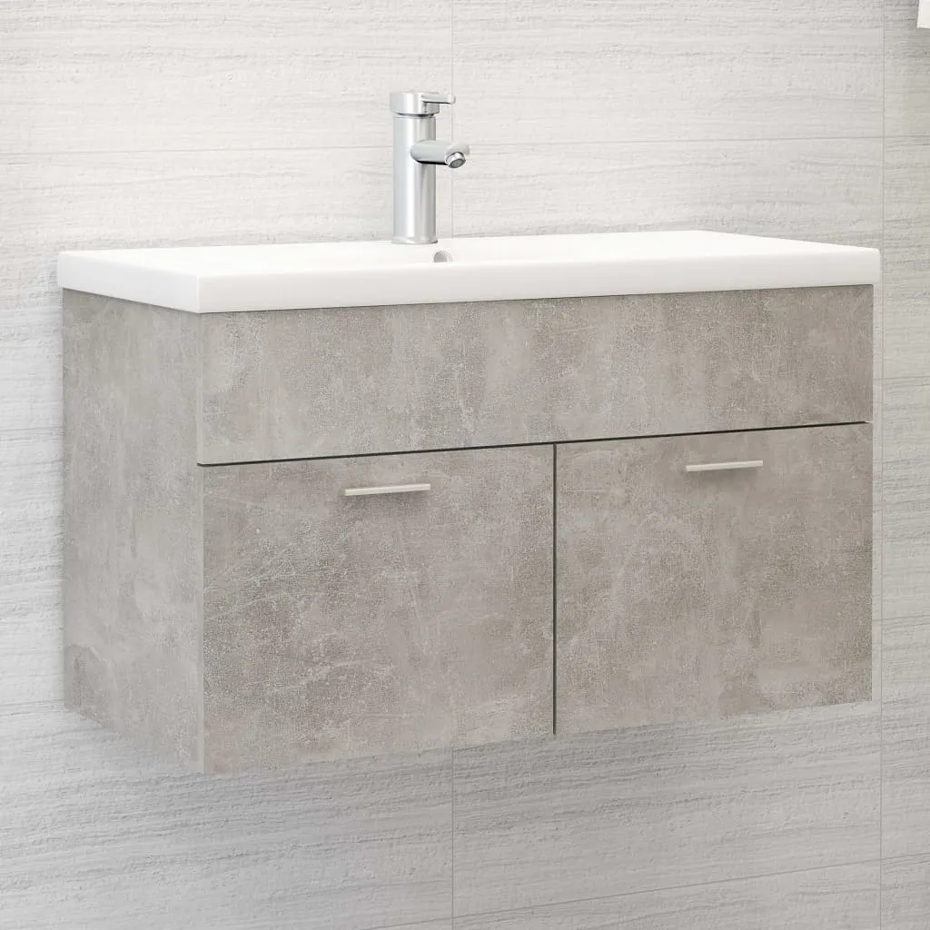 vidaXL Mobile Bagno con Lavabo Integrato Grigio Cemento in Truciolato