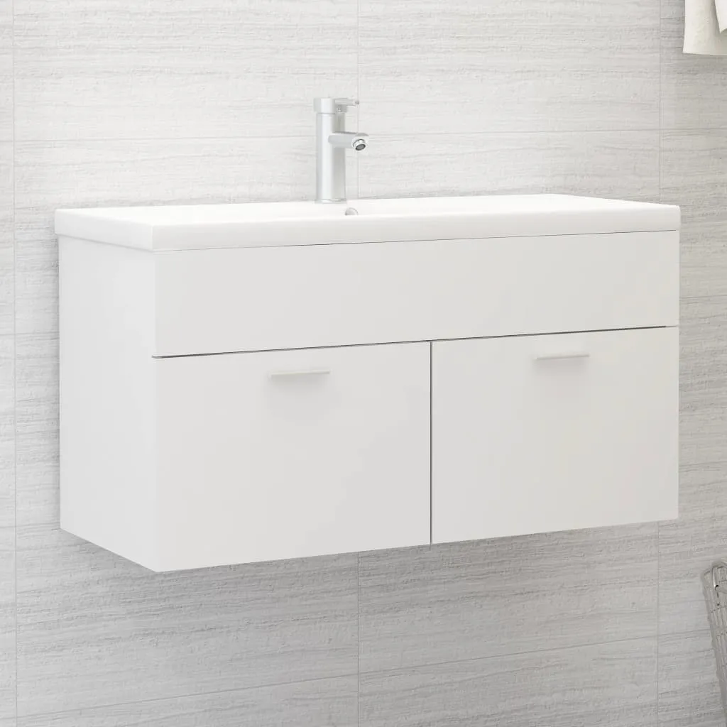 vidaXL Mobile da Bagno con Lavabo Integrato Bianco in Truciolato