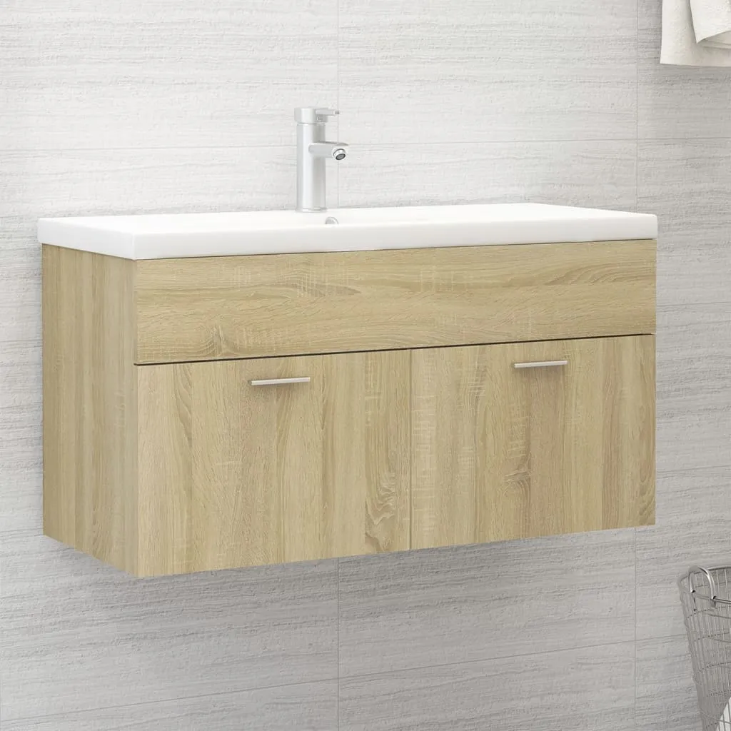 vidaXL Mobile Bagno con Lavabo Integrato Rovere Sonoma in Truciolato