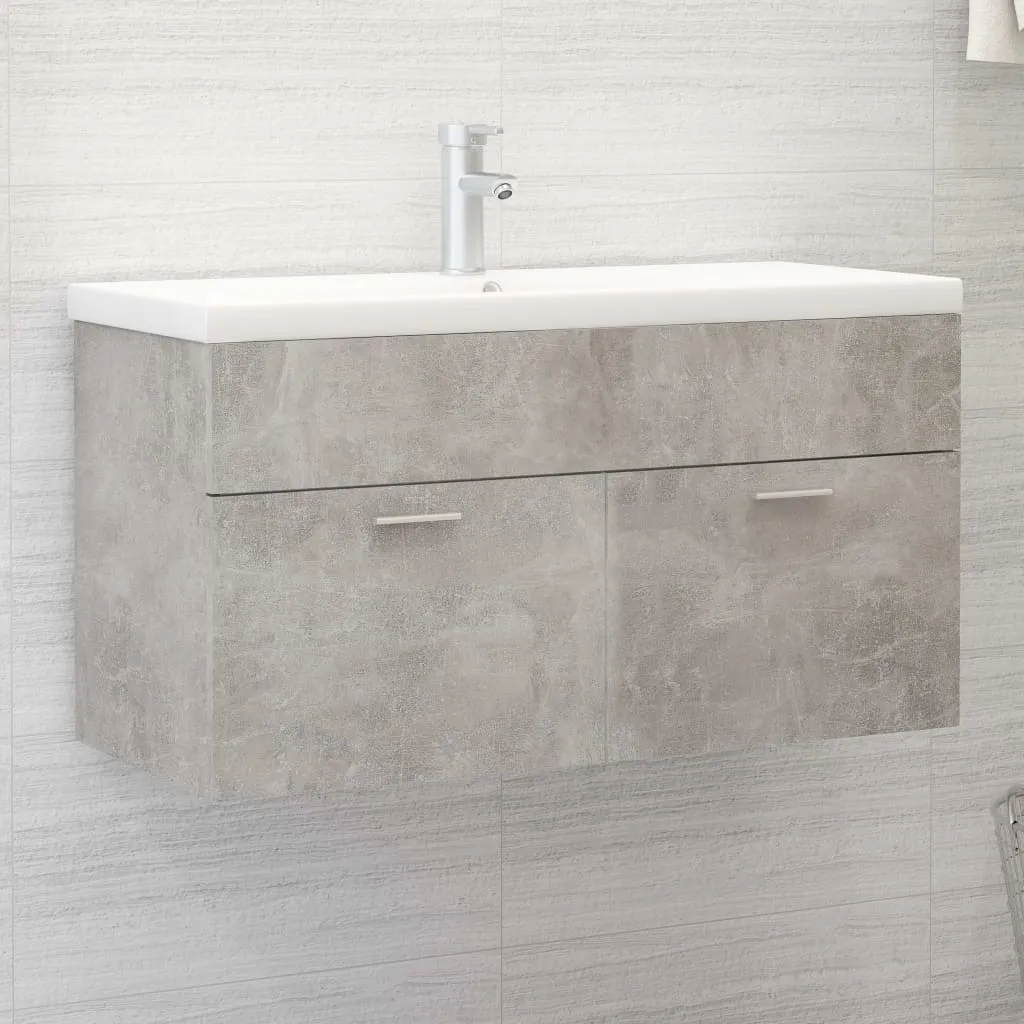 vidaXL Mobile Bagno con Lavabo Integrato Grigio Cemento in Truciolato