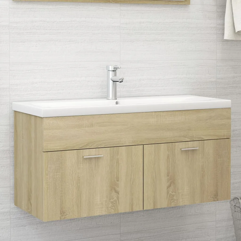 vidaXL Mobile Bagno con Lavabo Integrato Rovere Sonoma in Truciolato