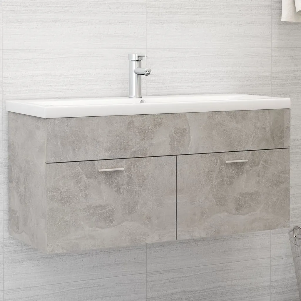 vidaXL Mobile Bagno con Lavabo Integrato Grigio Cemento in Truciolato