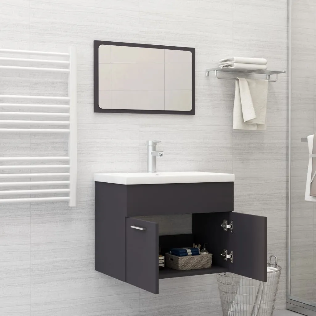 vidaXL Set Mobili da Bagno Grigio in Truciolato