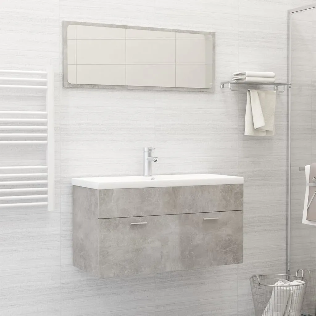 vidaXL Set Mobili da Bagno Grigio Cemento in Truciolato