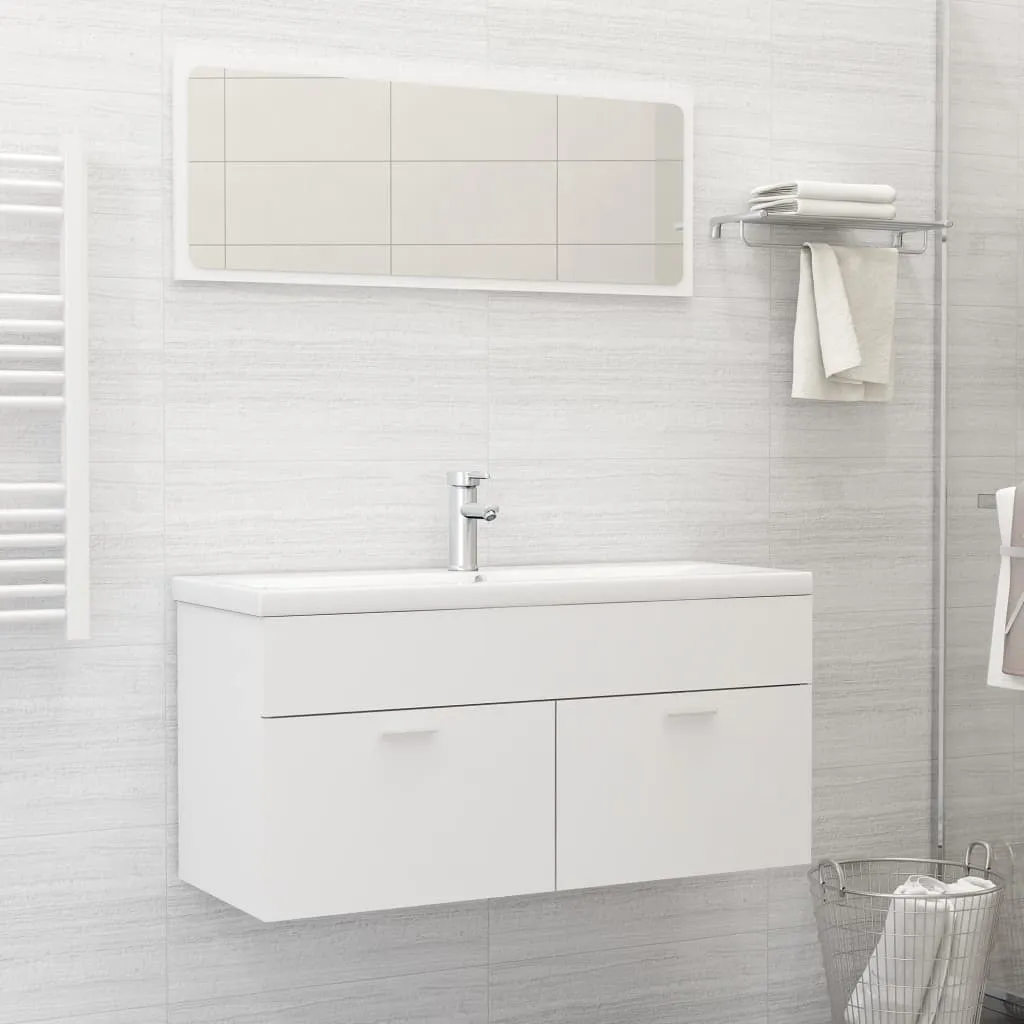 vidaXL Set Mobili da Bagno Bianco in Truciolato