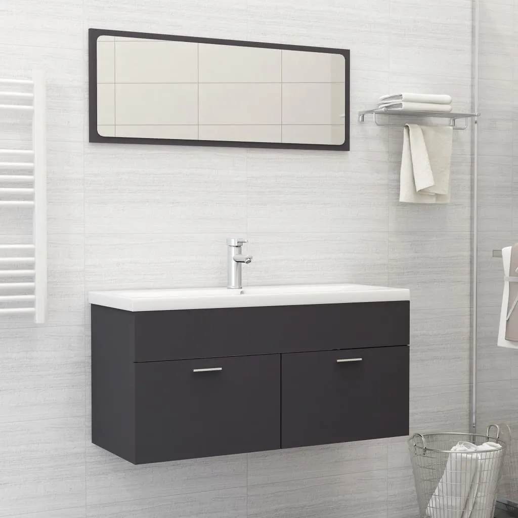 vidaXL Set Mobili da Bagno Grigio in Truciolato