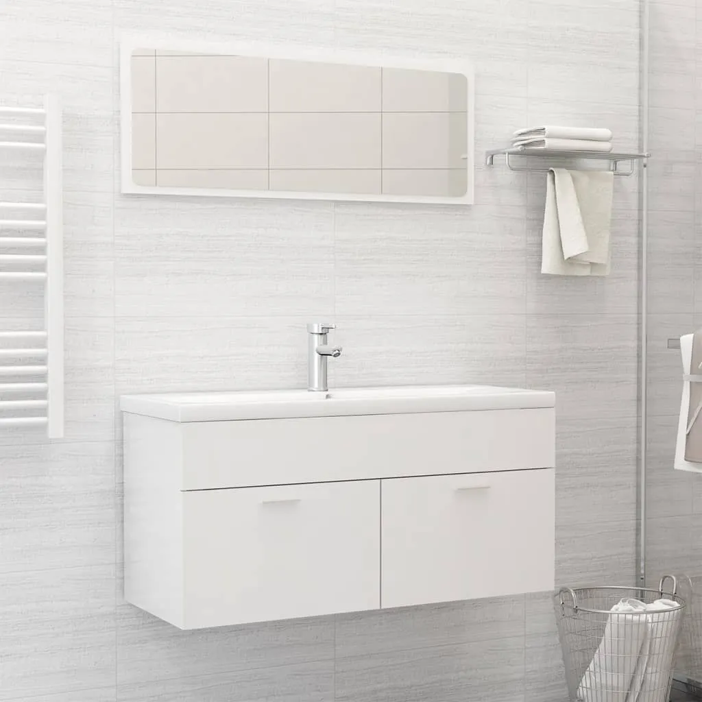 vidaXL Set Mobili da Bagno Bianco Lucido in Truciolato