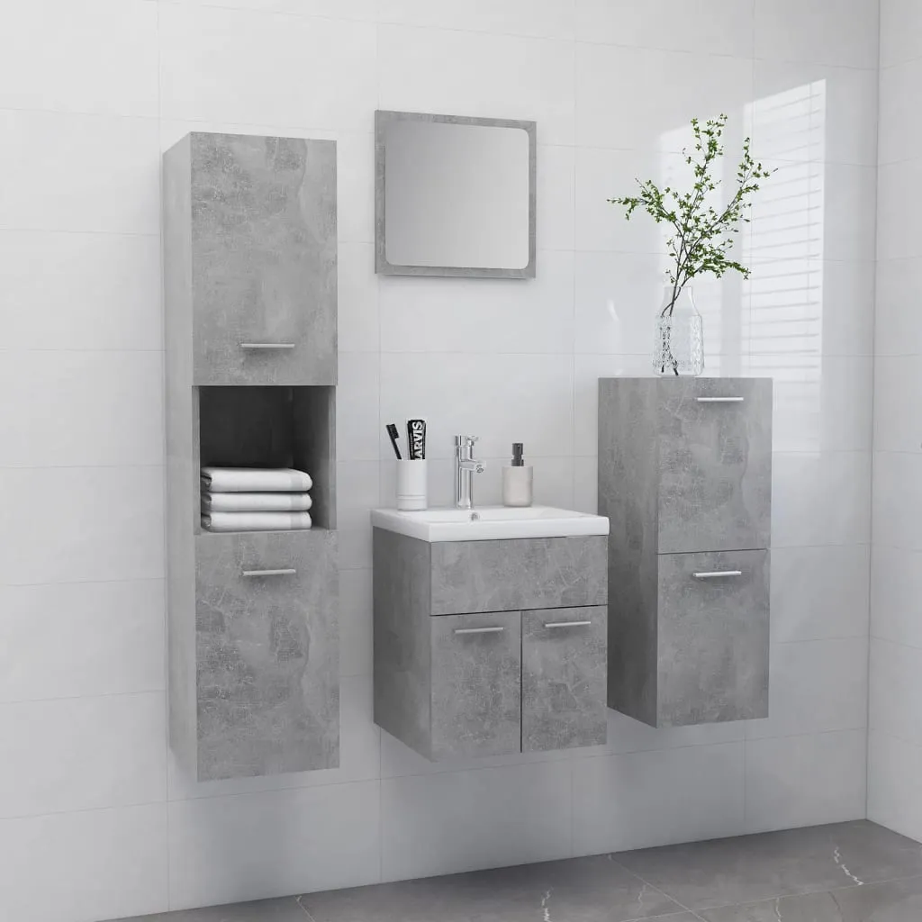 vidaXL Set Mobili da Bagno Grigio Cemento in Truciolato