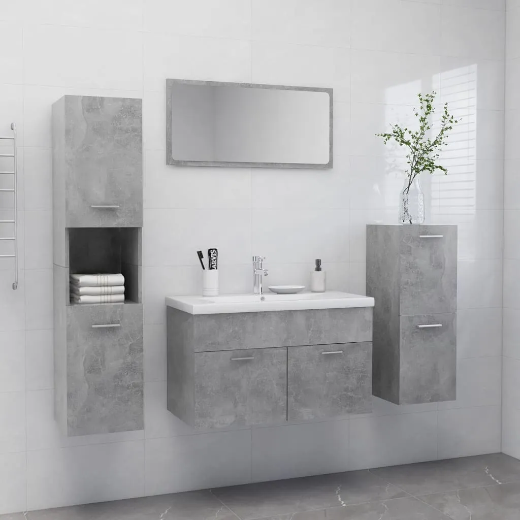 vidaXL Set Mobili da Bagno Grigio Cemento in Truciolato