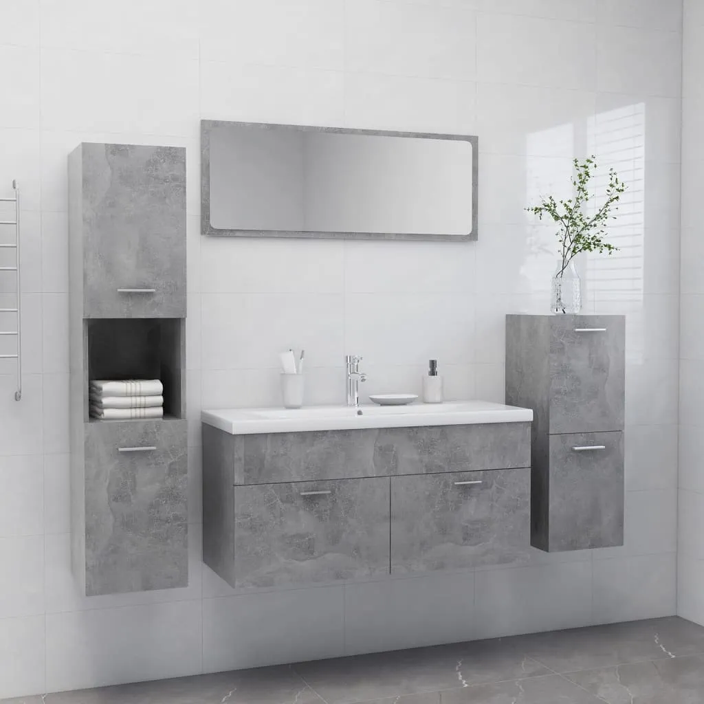 vidaXL Set Mobili da Bagno Grigio Cemento in Truciolato