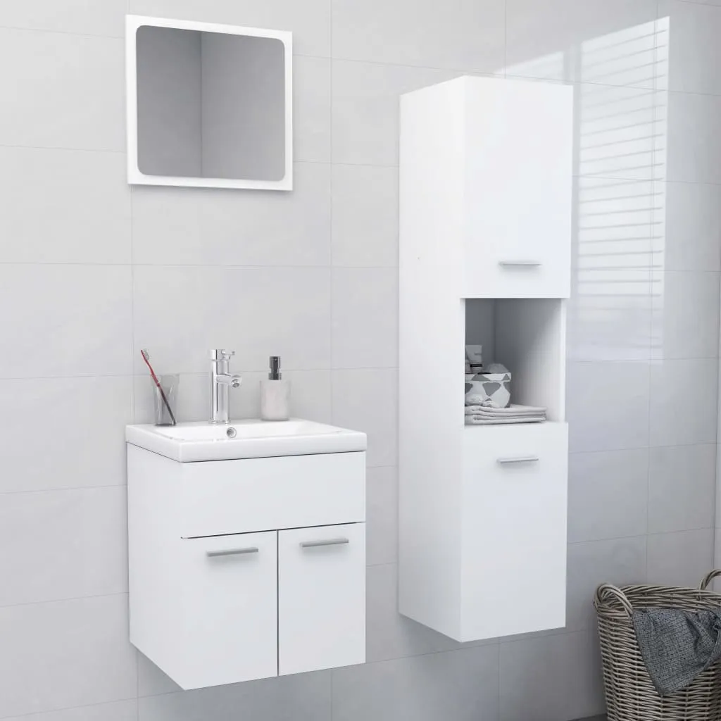 vidaXL Set Mobili da Bagno Bianco in Truciolato