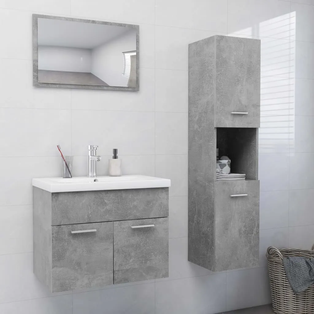 vidaXL Set Mobili da Bagno Grigio Cemento in Truciolato