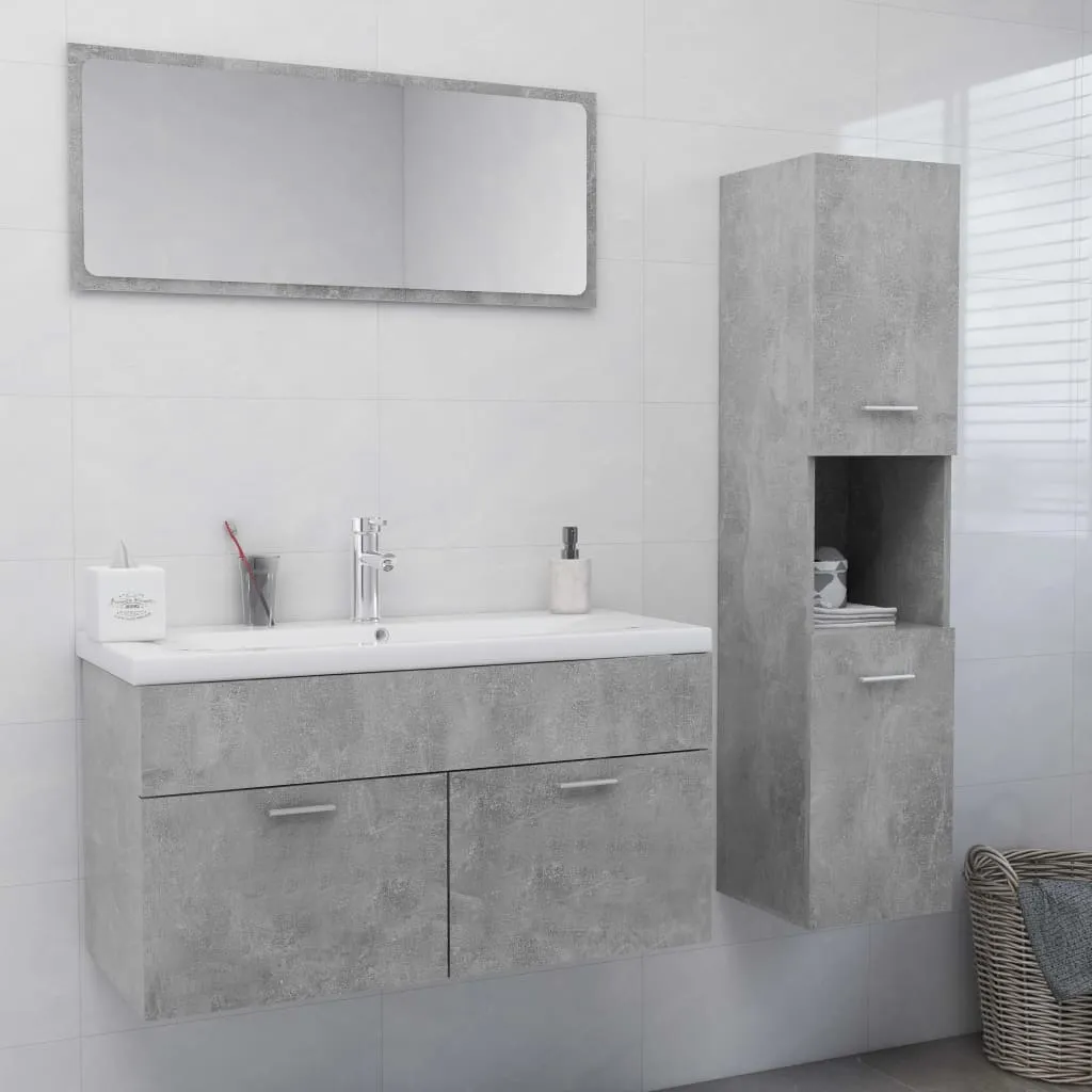 vidaXL Set Mobili da Bagno Grigio Cemento in Truciolato