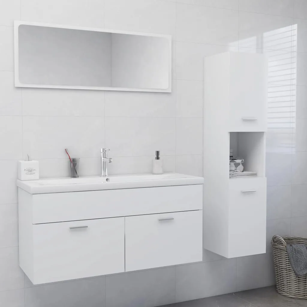 vidaXL Set Mobili da Bagno Bianco in Truciolato