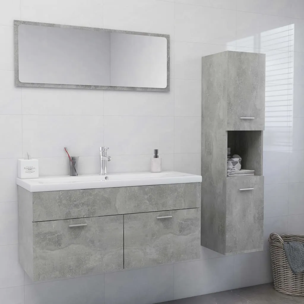 vidaXL Set Mobili da Bagno Grigio Cemento in Truciolato