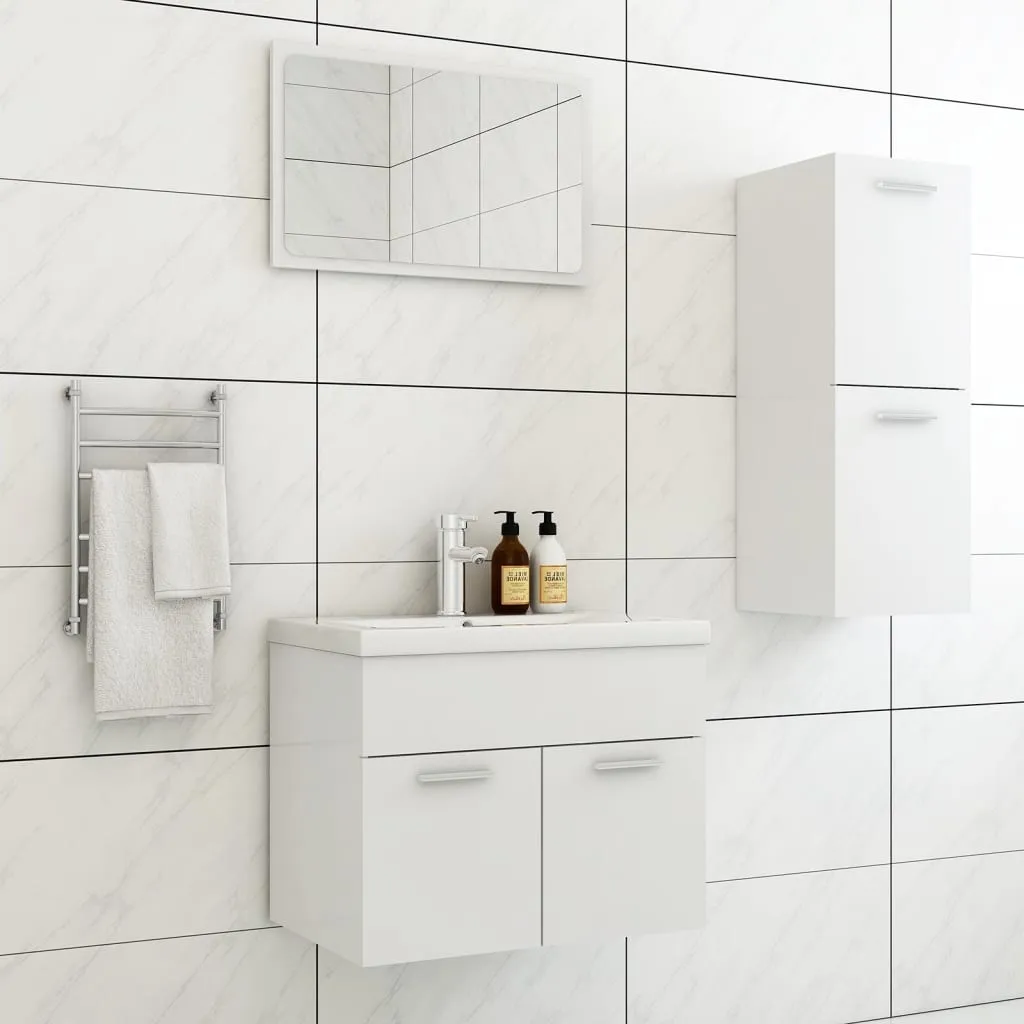 vidaXL Set Mobili da Bagno Bianco in Truciolato