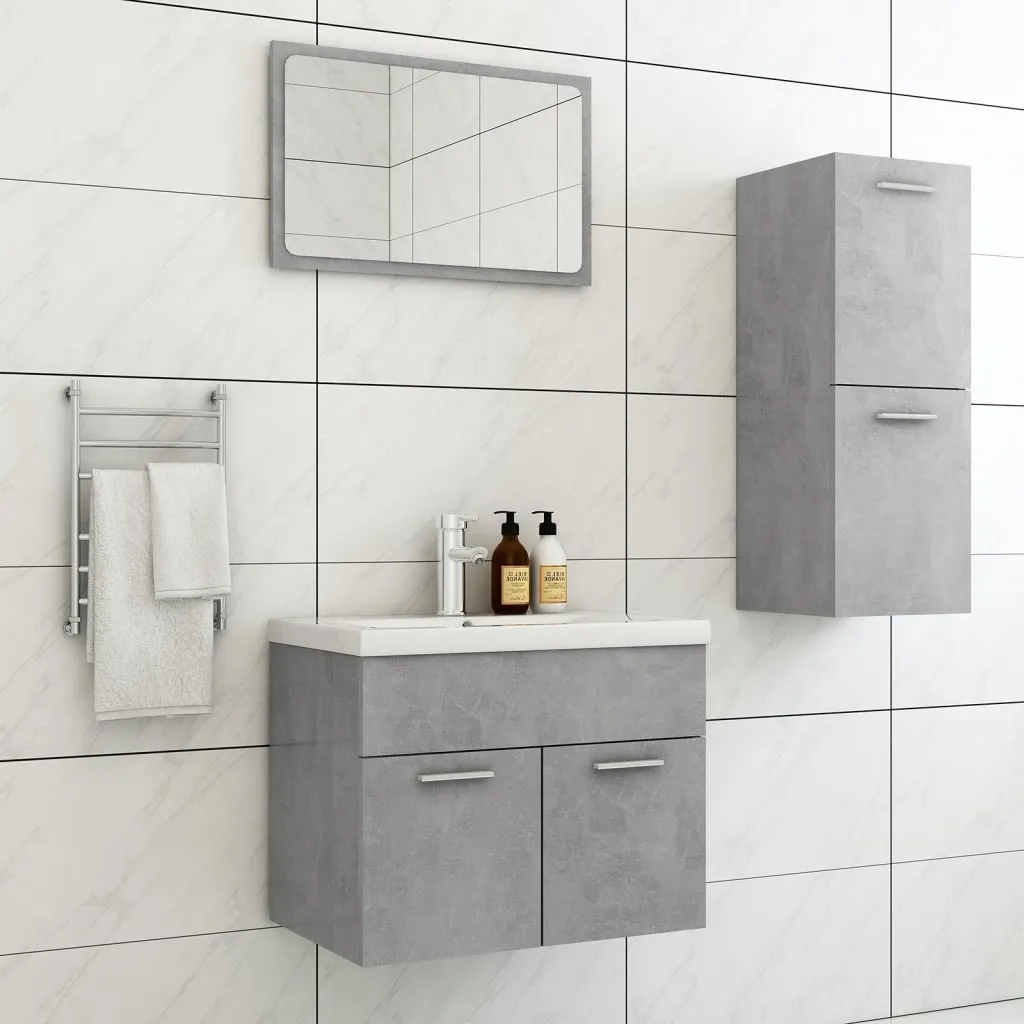 vidaXL Set Mobili da Bagno Grigio Cemento in Truciolato