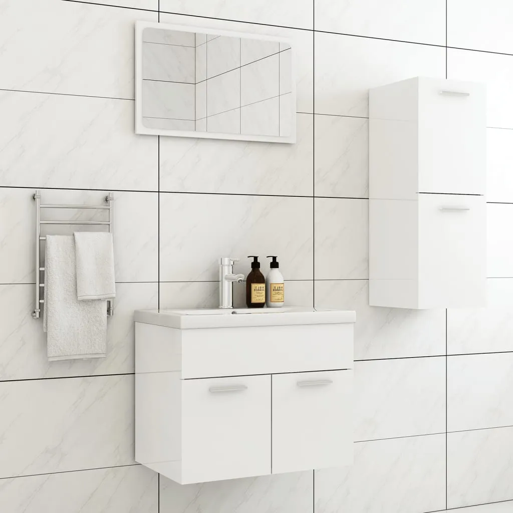 vidaXL Set Mobili da Bagno Bianco Lucido in Truciolato