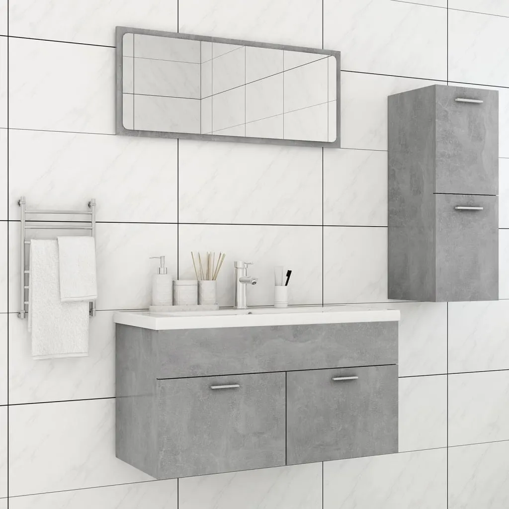 vidaXL Set Mobili da Bagno Grigio Cemento in Truciolato