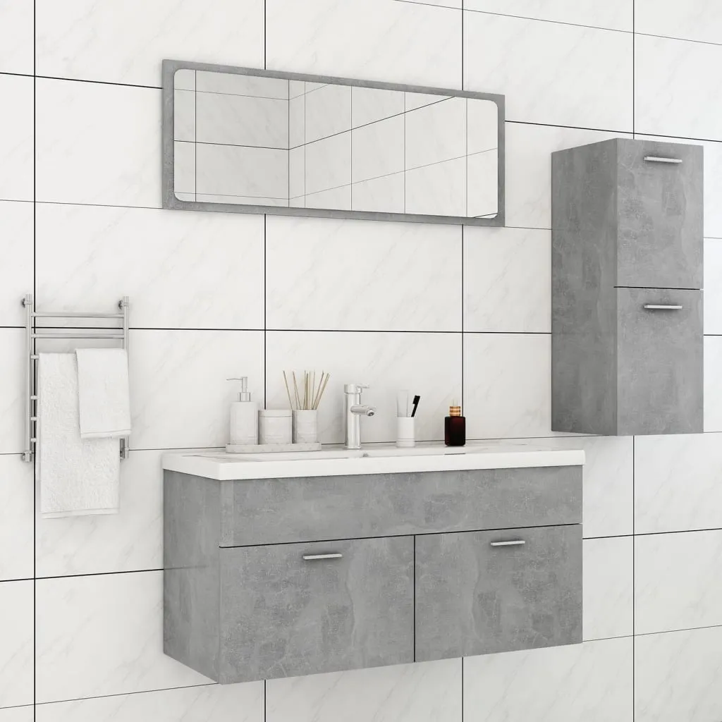 vidaXL Set Mobili da Bagno Grigio Cemento in Truciolato