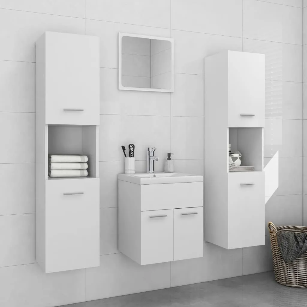 vidaXL Set Mobili da Bagno Bianco in Truciolato