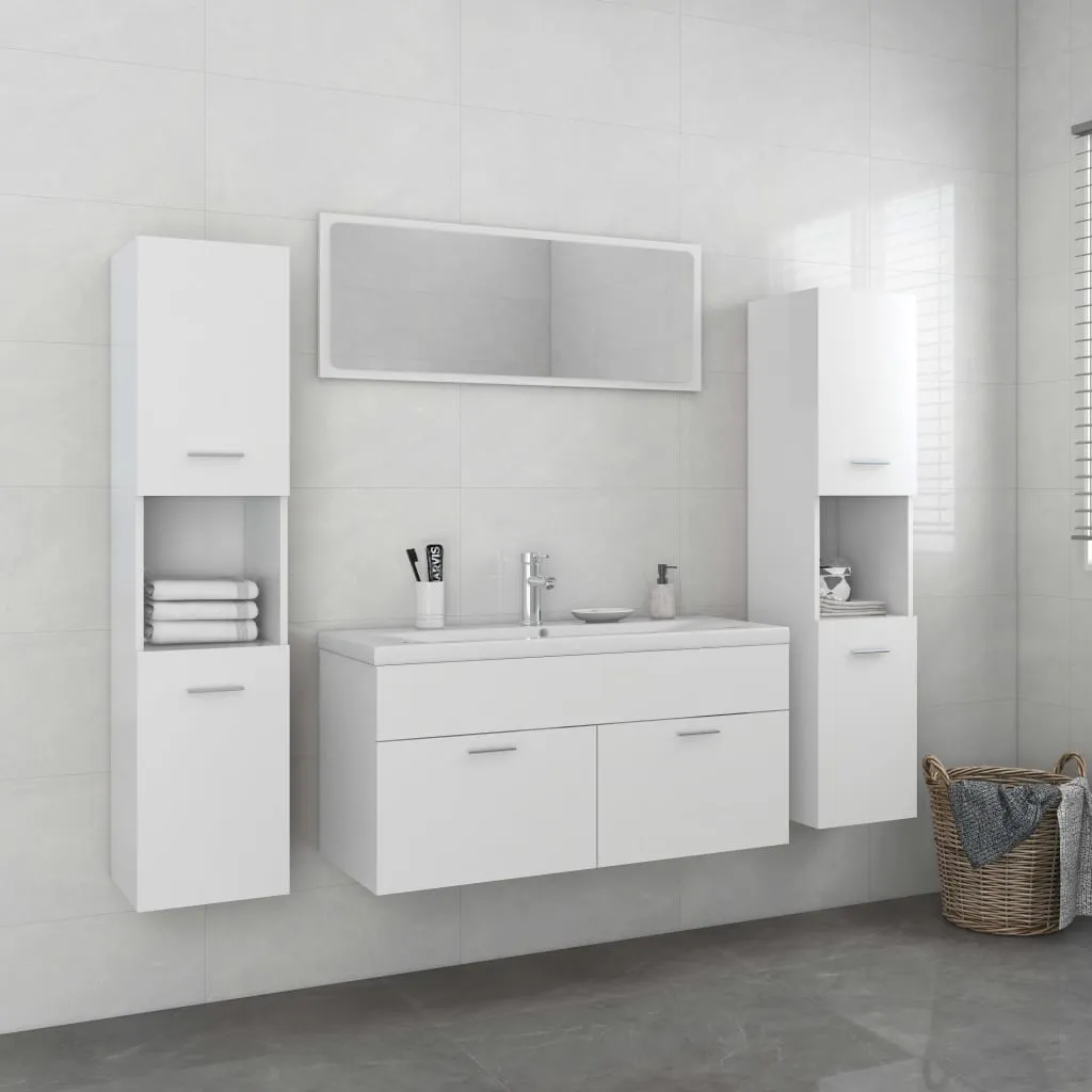 vidaXL Set Mobili da Bagno Bianco in Truciolato