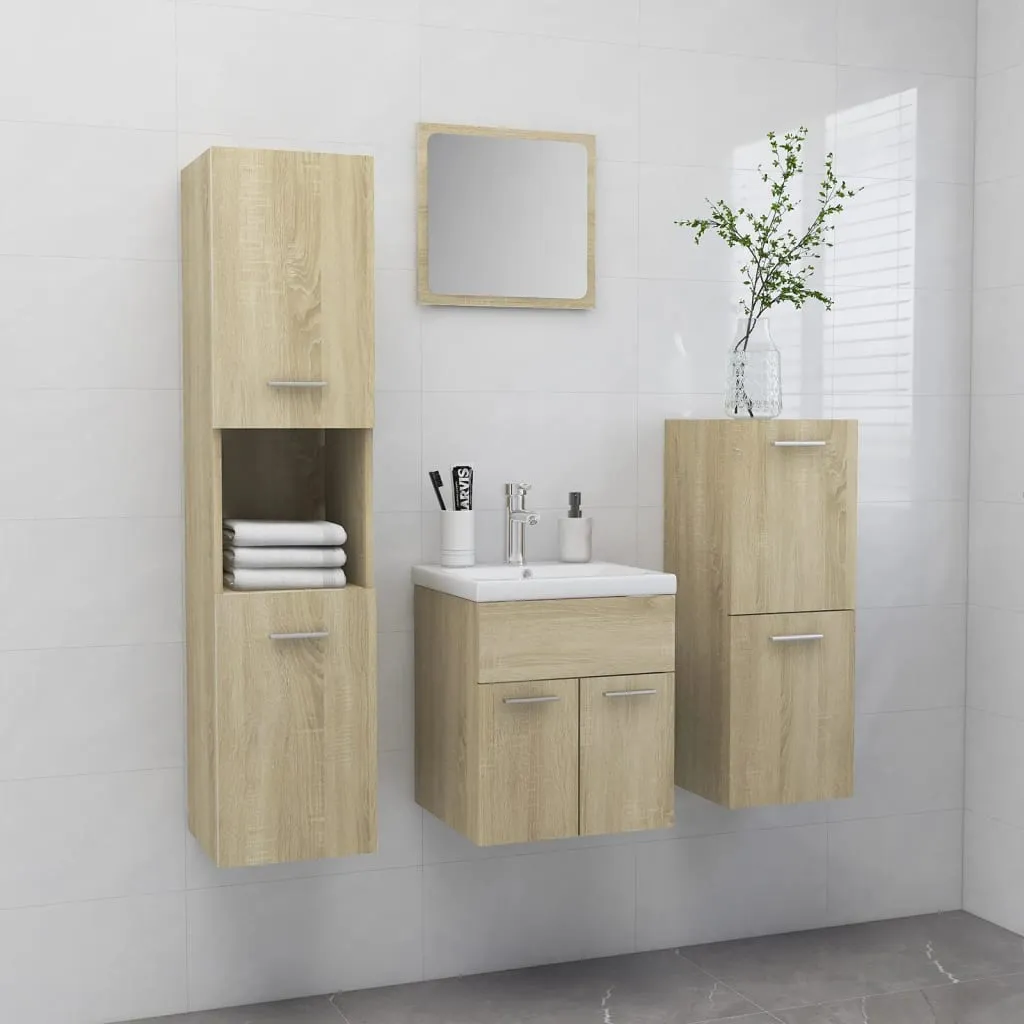 vidaXL Set Mobili da Bagno Rovere Sonoma in Legno Multistrato