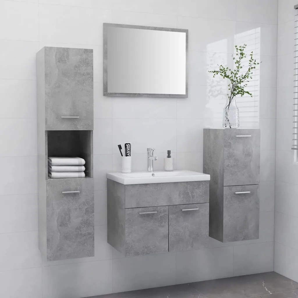 vidaXL Set Mobili da Bagno Grigio Cemento in Truciolato