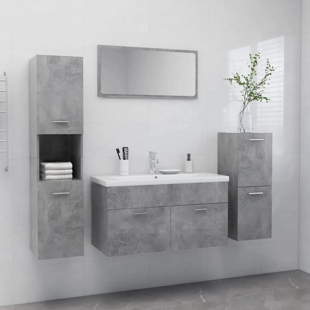 vidaXL Set Mobili da Bagno Grigio Cemento in Truciolato