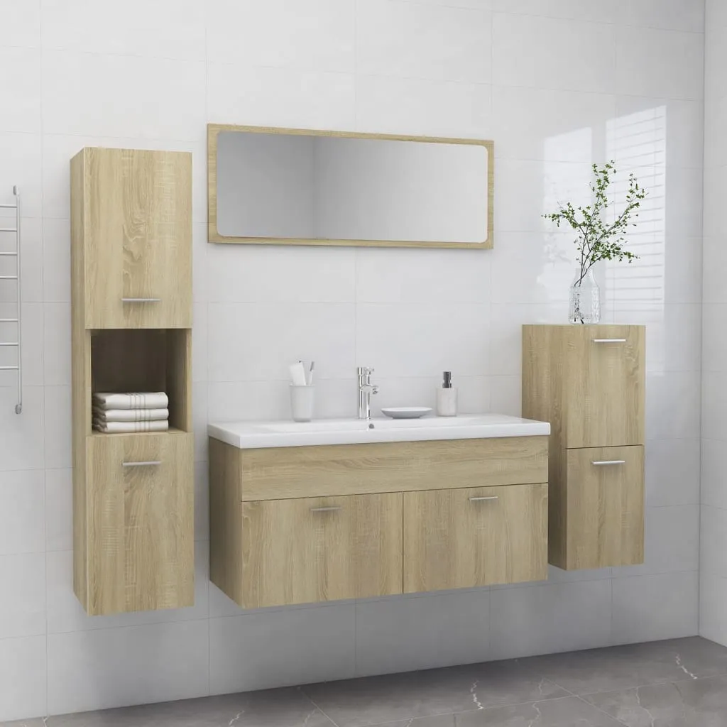 vidaXL Set Mobili da Bagno Rovere Sonoma in Legno Multistrato