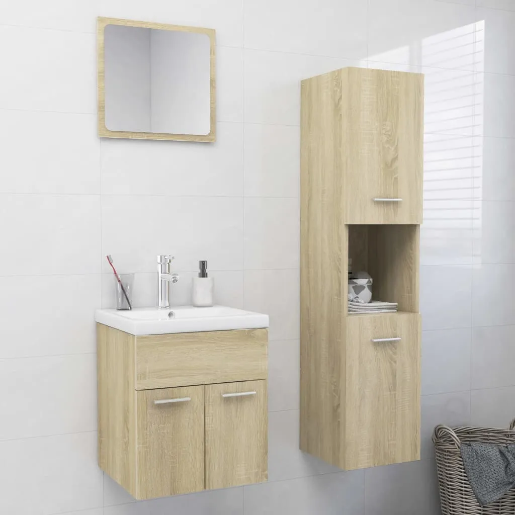 vidaXL Set Mobili da Bagno Rovere Sonoma in Legno Multistrato