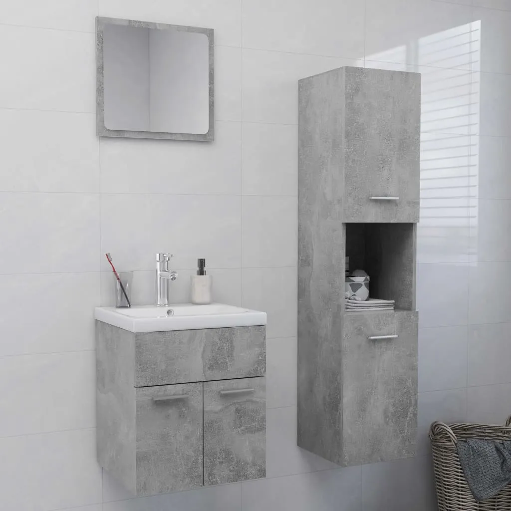 vidaXL Set Mobili da Bagno Grigio Cemento in Truciolato