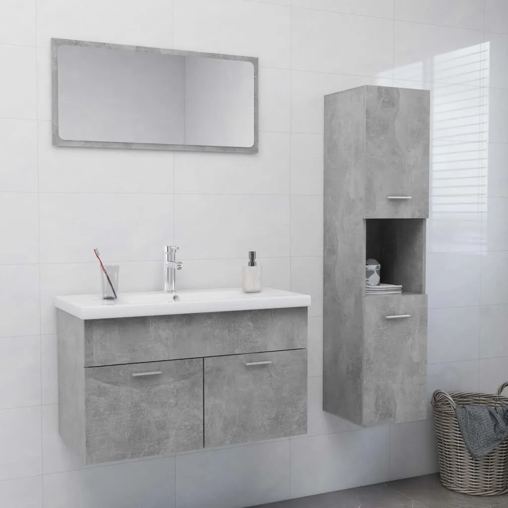 vidaXL Set Mobili da Bagno Grigio Cemento in Truciolato