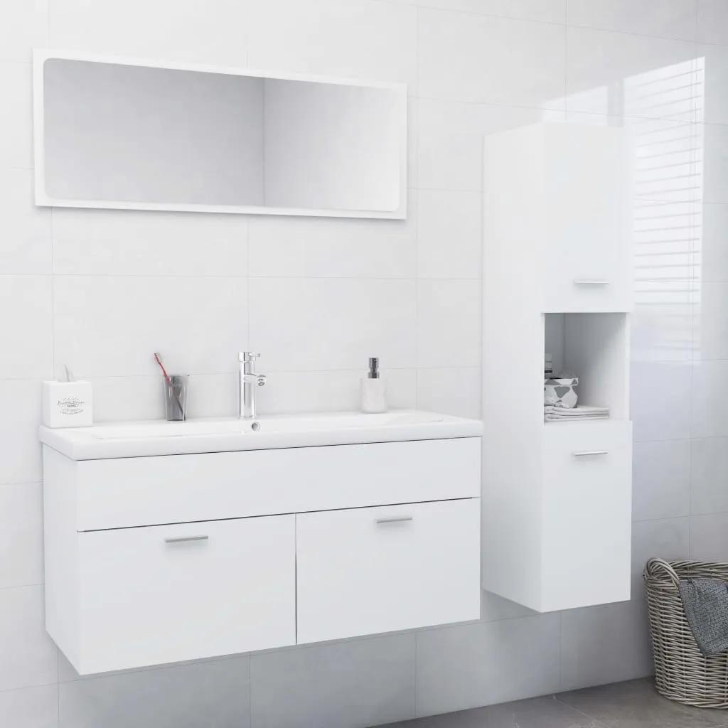 vidaXL Set Mobili da Bagno Bianco in Truciolato