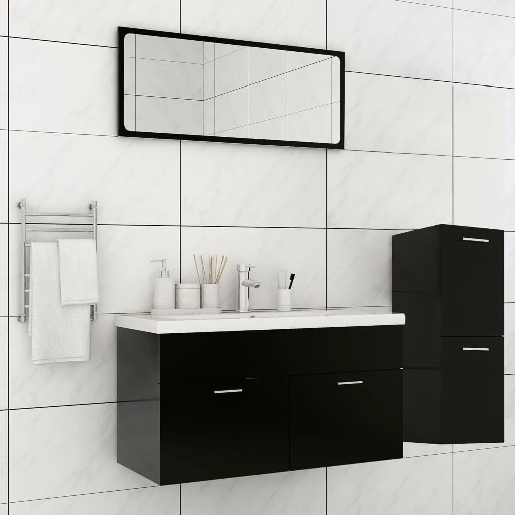 vidaXL Set Mobili da Bagno Nero in Truciolato