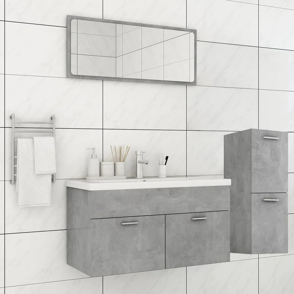 vidaXL Set Mobili da Bagno Grigio Cemento in Truciolato