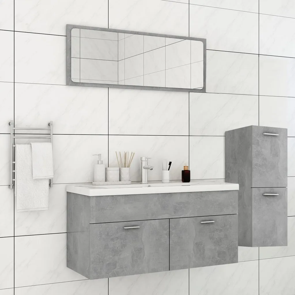 vidaXL Set Mobili da Bagno Grigio Cemento in Legno Multistrato