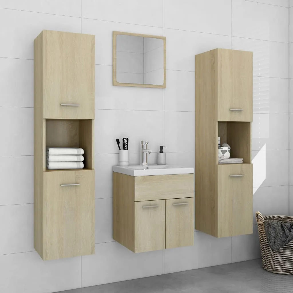 vidaXL Set Mobili da Bagno Rovere Sonoma in Legno Multistrato